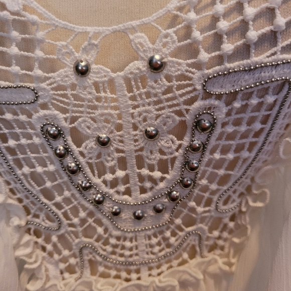 Free People Peasant Top Boho Romantic Sexy Crocheted Small Festival small - Picture 4 of 9